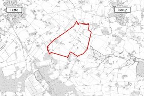 Der veraltete Bebauungsplan „Windkraftvorranggebiet COE 07“ soll aufgehoben werden: Die Markierung zeigt den Geltungsbereich. (Karte: Stadt Dülmen)