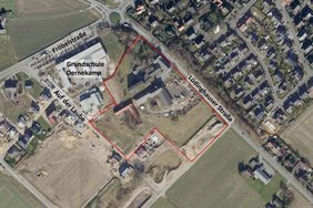 Das Plangebiet für die neue Wohnbebauung im Dernekamp Dieses Foto zeigt das Plangebiet.
