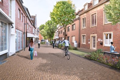 So könnte die südliche Marktstraße künftig aussehen. Visualisierungen: Stadt Dülmen