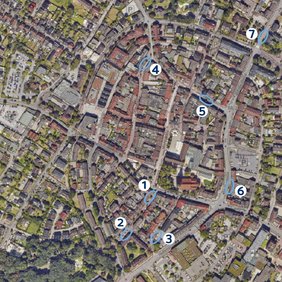 Dieses Luftbild zeigt die Standorte der Stadt-Terrassen