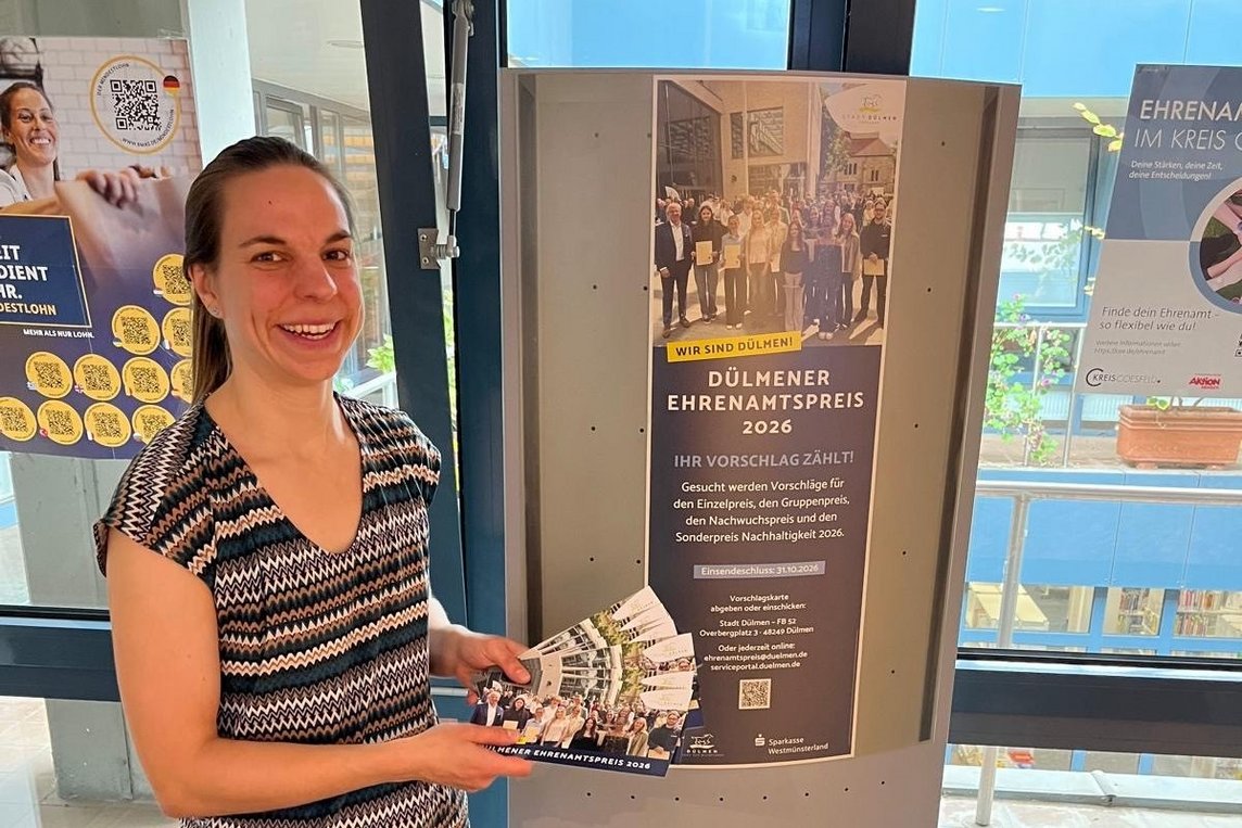 Verena Rohlmann, Ehrenamtskoordinatorin der Stadt Dülmen, nimmt gern Vorschläge für den Dülmener Ehrenamtspreis 2026 entgegen. Foto: Stadt Dülmen