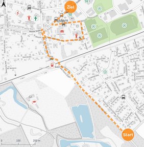 Diese Karte zeigt den Routenverlauf der Tour in Buldern