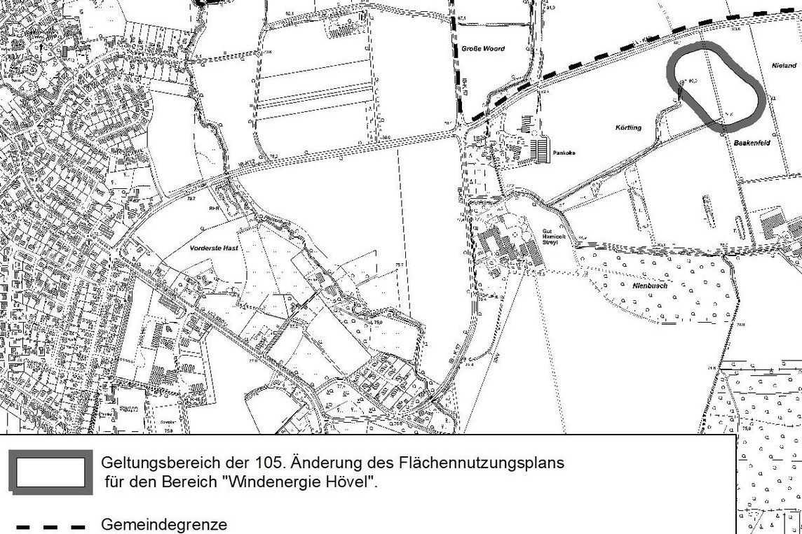 Das Bild zeigt eine Karte des Plangebiets.