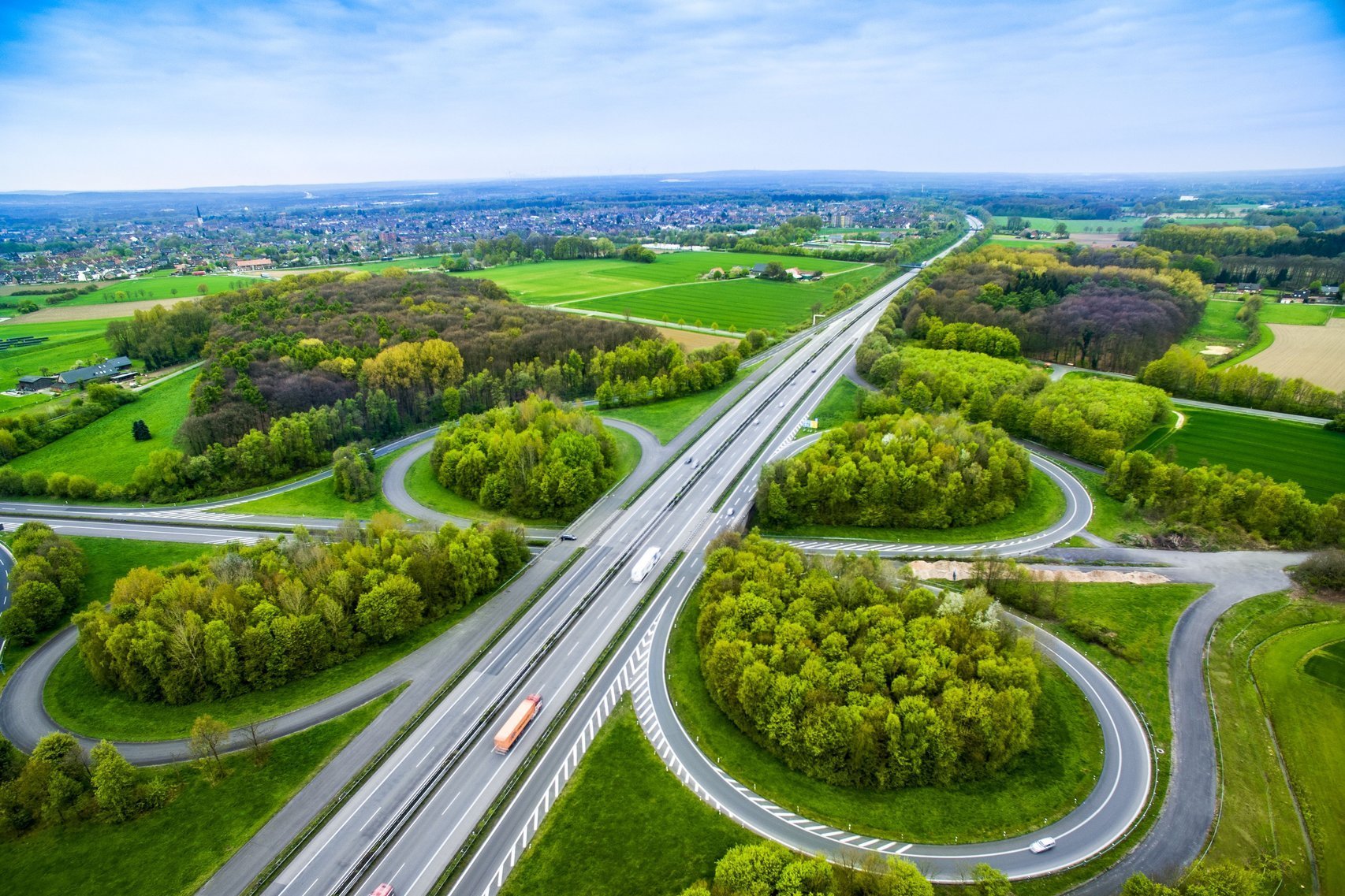 Luftbild der Autobahnauffahrt in Dülmen
