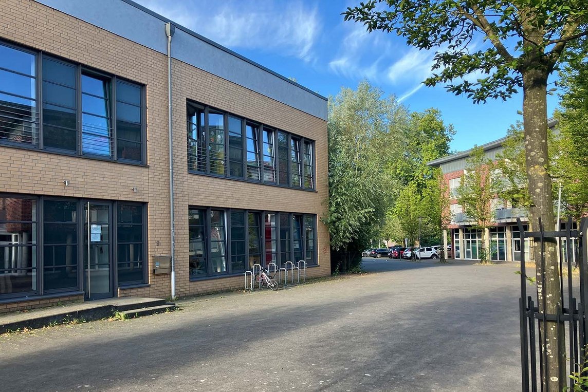 Dieses Foto zeigt den neuen Teilstandort des Spiekerhof-Kindergartens am Fehrbelliner Platz.