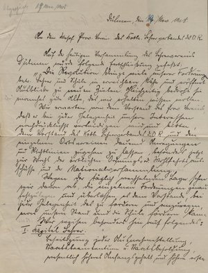 Schreiben des Lehrervereins aus der Novemberrevolution 1918