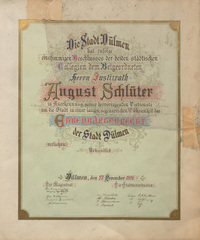 Ehrenbürgerbrief für August Schlüter